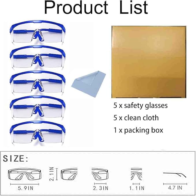 Safety Glasses,MOZEEDA Clear Safety Goggles Eye Protection Adjustable Temples, Anti-fog Lightweight Protective Glasses Eyewear Wide-Vision for Lab