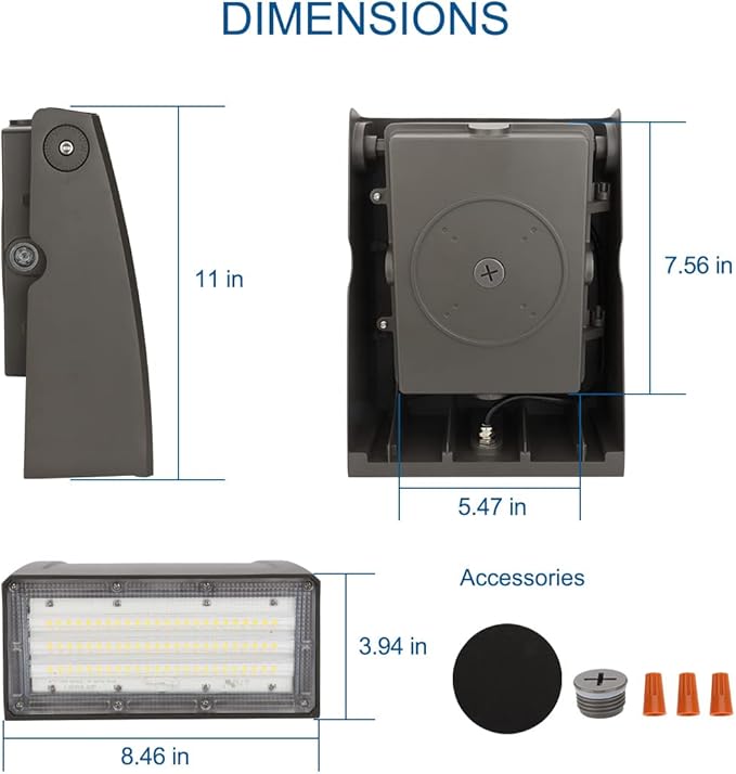 DAKASON (2 Pack) 60W LED Wall Pack, Dusk-to-Dawn Photocell, Adjustable Head, Full Cut-Off Security Light, 5000K 6600lm Replaces 200-300W HPS/HID IP65 Waterproof Outdoor Lighting Fixture, ETL Listed
