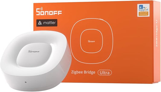 SONOFF Zigbee Bridge Ultra - Matter Compatible Smart Hub for IoT, 256 Device Capacity, 1.5GHz Dual-Core CPU, 1GB DDR4, Ethernet & Wi-Fi, 200m Range, Smart Security Alerts