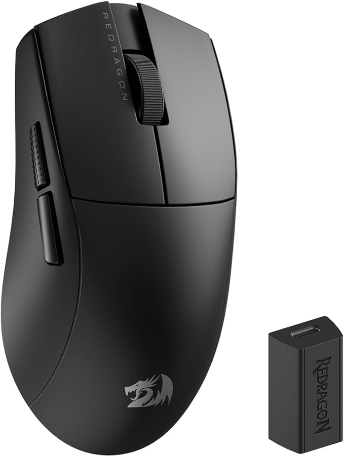 Redragon M916 PRO 3-Mode Wireless Gaming Mouse, Hype-Speed 4K Polling Rate, 49G Ultra-Light 26K DPI Mouse w/Ergonomic Natural Grip Build, Redefinable Macro Buttons, Software Supported