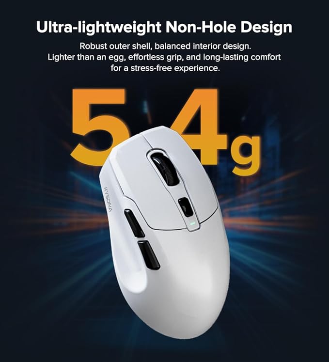 Wireless Gaming Mouse, 24000 DPI, 1K Polling Rate, Tri-Mode 2.4GHz/USB-C/Bluetooth Ergonomic Mouse， Web-Driven, 120 Hours Battery Life, Rechargeable Gaming Mice for PC/Mac/Tablet/Xbox, White