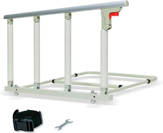 37.8" x 16.3" Folding Bed Rail for Elderly Adults with Safety Guard & Assist Handle for Fall Prevention, Fits Twin Full Queen King Beds