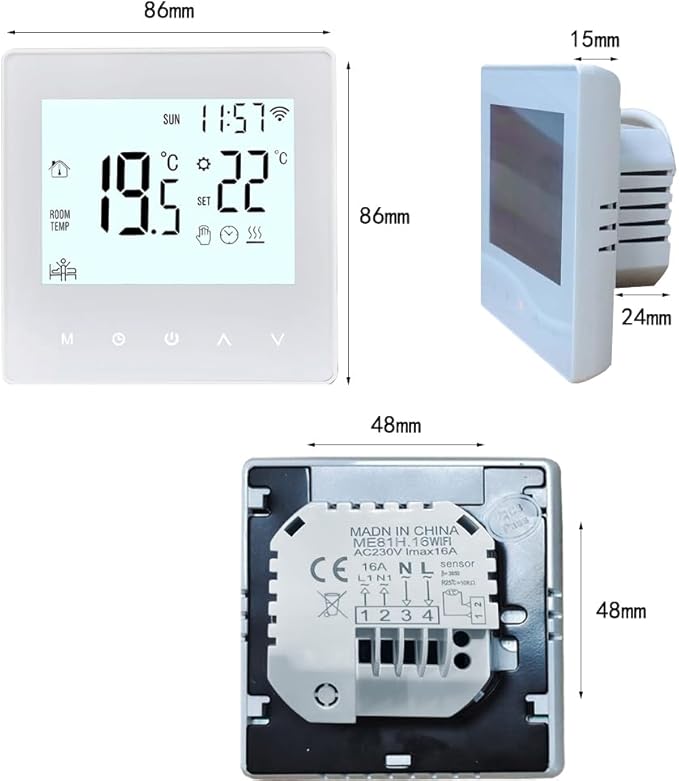 Smart Wi-Fi Thermostat 3A Digital Programmable LCD Display Underfloor Heating Temperature Controller Digital Intelligent Wall Thermostat for Water Heating