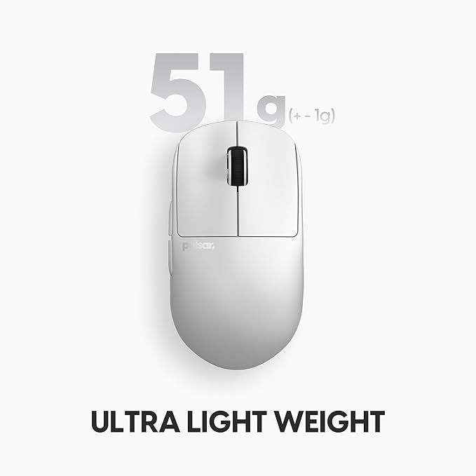 Pulsar Gaming Gears X2H v3 Wireless Gaming Mouse, Ultra Lightweight 1.87 oz (53g), Symmetrical, Optical Switch, 32000 DPI, 750 IPS, XS-1 Sensor, 8k Compatible (Mini, White)