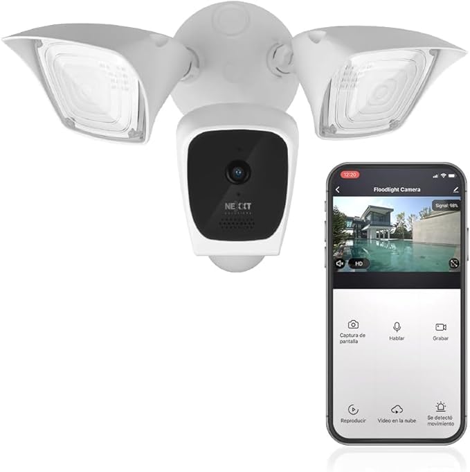 NEXXT Smart Wi-Fi Floodlight Camera - Outdoor Security, 2500 Lumens, 2K 150° View, Weather Resistant, Motion Detection, Night Vision, App Control | Camara de Seguridad