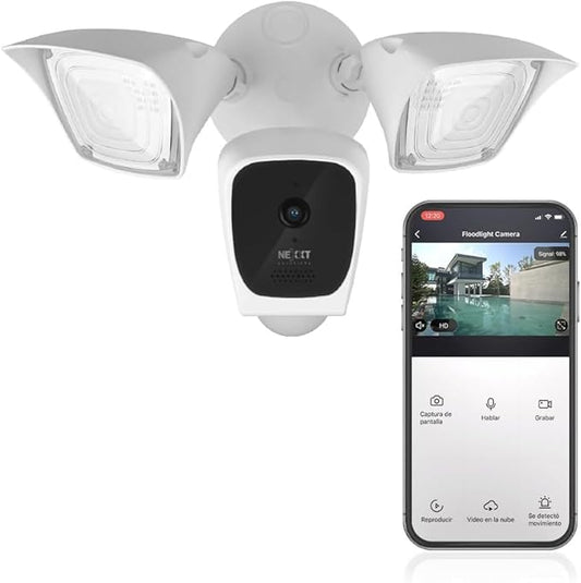 NEXXT Smart Wi-Fi Floodlight Camera - Outdoor Security, 2500 Lumens, 2K 150° View, Weather Resistant, Motion Detection, Night Vision, App Control | Camara de Seguridad