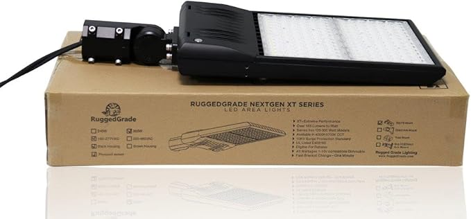 50,000 Lumen - 300 watt NextGen XT II Series LED Shoebox Lights - 170lm to watt -Dimmable - with Photocell - Slip FIT Mount -10KV Surge