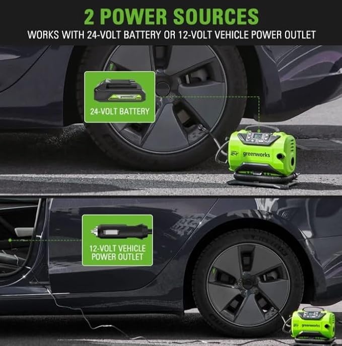 Greenworks 24V 3pcs Brushless Power Tool Combo Kit,Cordless Car Jack,Tire Inflator, Impact Wrench, Includes 4.0Ah Battery & Charger