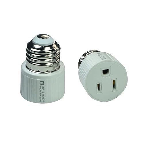 Light Bulb Outlet Socket Adapter,E26/E27 3 Prong Polarized Screw in Outlet to Plug Converter for Porch Patio Garage, White(2Pack)