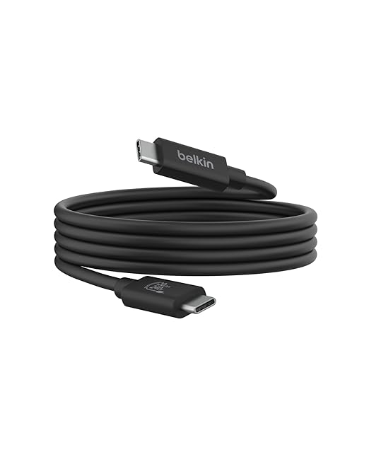 Belkin Connect USB4 Cable (4ft/1.2M Power Cable), USB-C to USB-C Cable w/ 240W Power Delivery + 20Gbps - USB4 Compliant Power Cable, Compatible with MacBook, Windows, Chromebook, & More