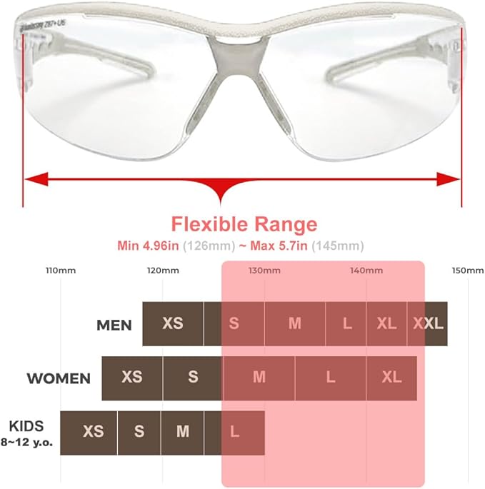 Super Flexible Lightweight Anti Fog Wrap-Around U6 Clear Shooting Safety Glasses with ANSI Z87.1 Scratch Resist
