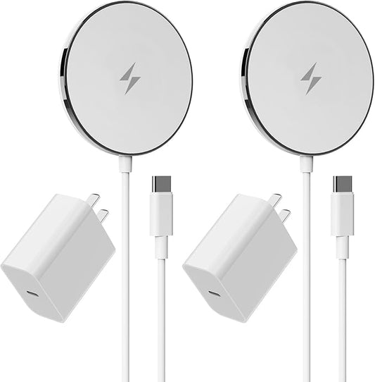 2025 Apple 15W Mag-Safe Charger （2 Pack） 4FT Magnetic Wireless Charger with 20W Fast Charging Block Compatible with iPhone17/16/15/14/13/12 Series & AirPods 4/3/2/Pro/for iPhone Wireless Charger Stand