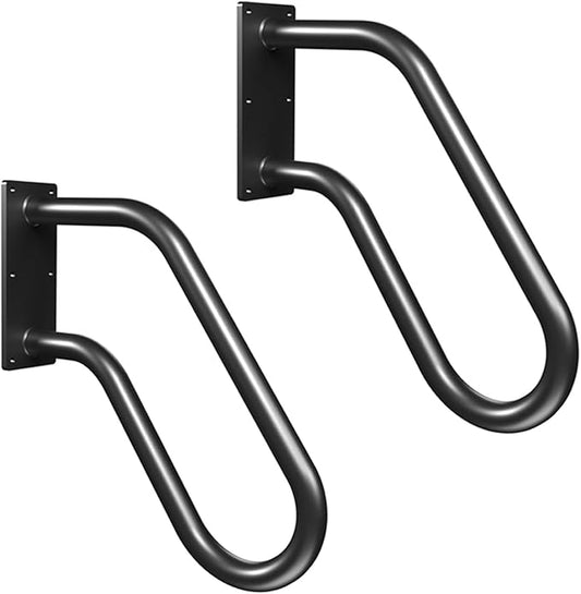 Handrails Wall Mount Stair Safety Handle Non-Slip Step Metal U-Shape Grab Yard Mounted Garage Porch Garden Hand Railings Powder Coated Heavy Duty Indoor or Outdoor Safe Bars (2 Pack)