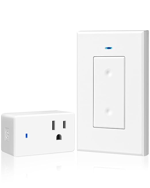 Mini Remote Control Outlet Wireless Light Switch, Programmable and Removable Remote Outlet Switch Kit for Lamps, Fan, Home Appliance, 100ft RF Range, No Wiring, FCC Listed W08RC1106