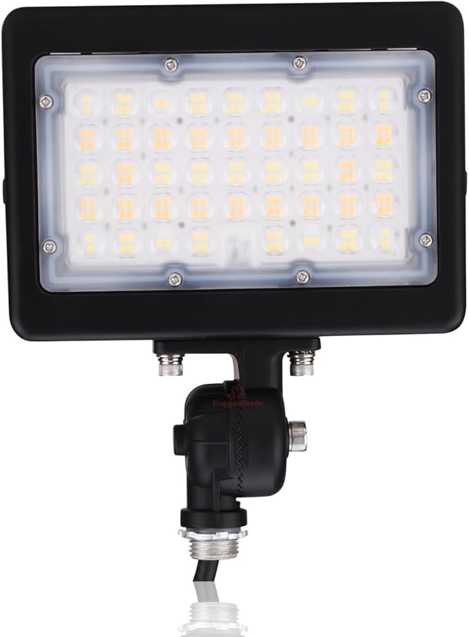 RuggedGrade 50W LED Flood Light | Kivo II Series | 7,150 Lumens | Color Selectable 3000K/4000K/5000K | Outdoor Waterproof Security Light | Knuckle Conduit Mount | DLC 5.1 Premium