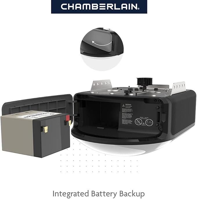 Chamberlain B6713T Smart Advanced Corner LED Lighting-myQ Smartphone Controlled-Ultra Quiet, Strong Belt Drive & MAX Lifting Power, Blue Garage Door Opener
