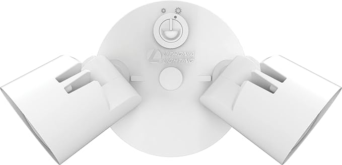 Lithonia Lighting HomeGuard 2-Light LED Outdoor Flood Lights, Outdoor LED Lights, Dusk to Dawn Sensor, Adjustable Lumens, 4000K Cool White, Round Heads, White (HGX LED 2RH ALO 40K 120 PE WH M2)