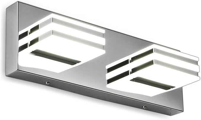 LED Vanity Light Bar 2 light Bathroom Mirror Light Fixtures Modern 12W Bath Lamps Over Mirror 14 Inch Bathroom Wall Lighting Fixtures Chrome Restroom Lights Fixtures over Sink Acrylic Vanity Sconces