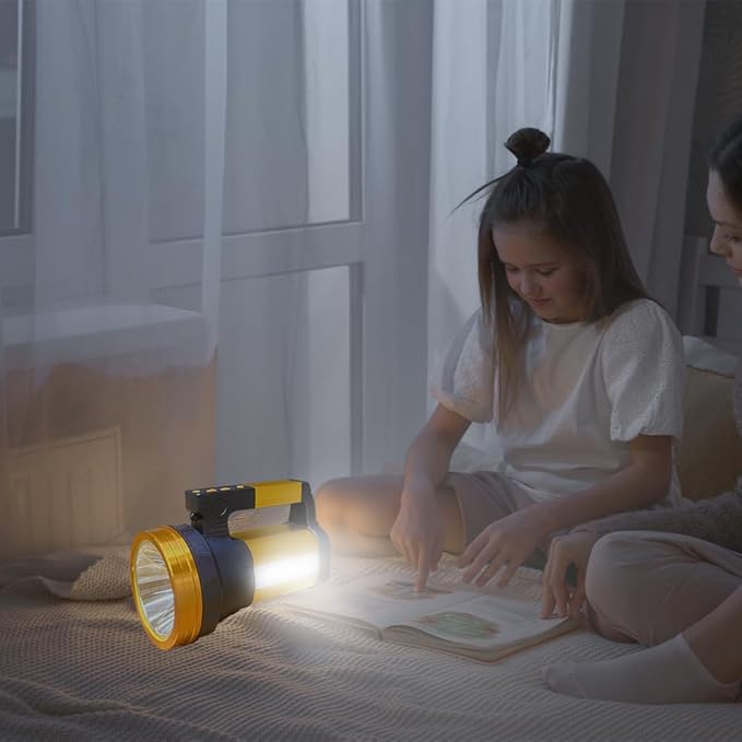 Rechargeable 2000LM Spotlight Flashlight 13600mAh LED Spotlight IP67 Waterproof Handheld Flashlight with Double Side Lights Modes LED Flashligth Outdoor Huting Boat