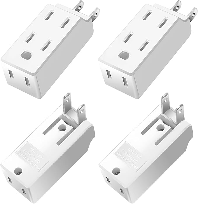 Multi Plug Outlet Extender,AC Flat Plug Adapter Outlet,Mini Indoor Wall Tap Plug, Electrical Wall Outlet Splitter,Fold-Able Wall Adapter for Cruise Ship Home Office and Travel (4Pack,White)
