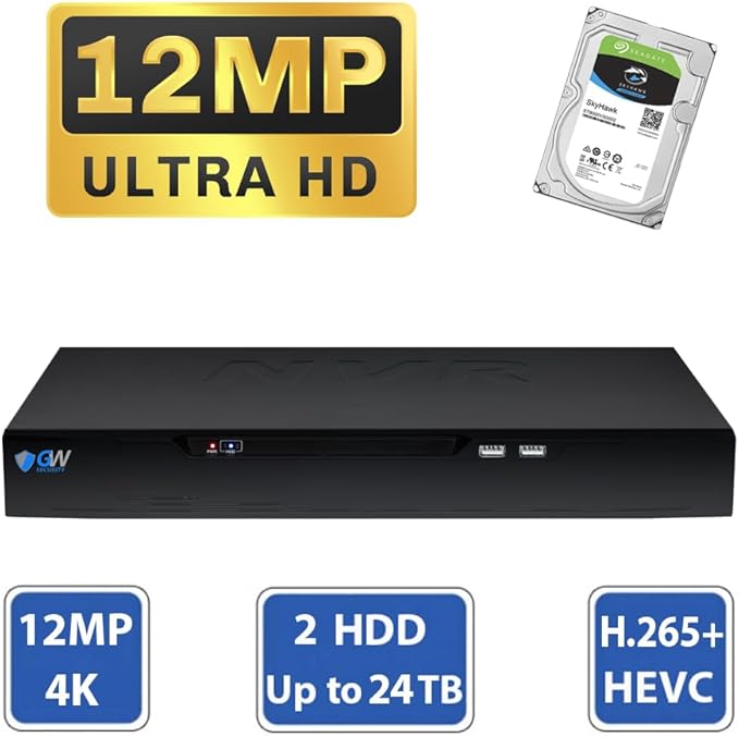 GW Security 16 Channel NVR UltraHD 4K Face Recognition NDAA & TAA Compliant Security Camera System with 16 x 8MP @25FPS Outdoor & Indoor PoE Dome Cameras, 10 Smart AI Functions