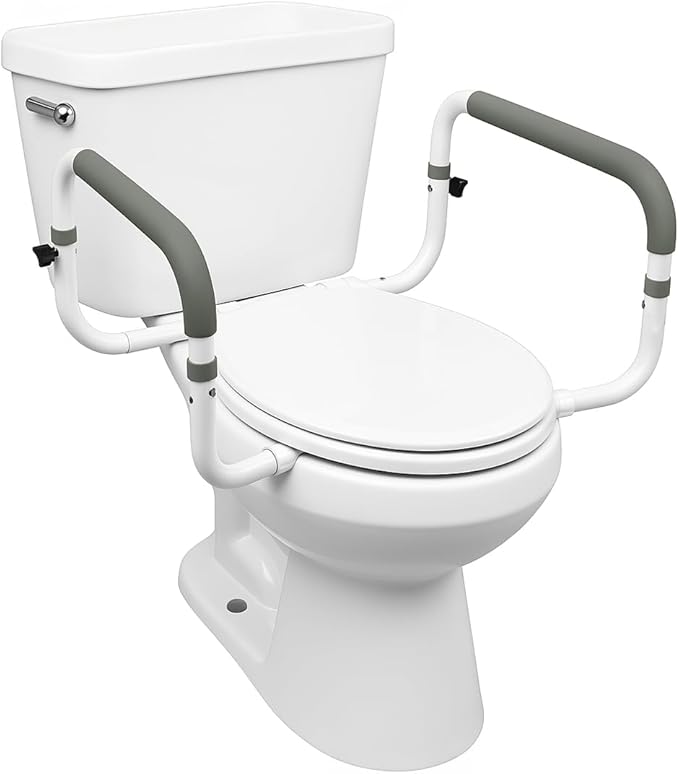 Carex Toilet Safety Frame - Toilet Safety Rails With Adjustable Width - Toilet Rails For Elderly, Handicap, Home Health Care Equipment After Surgery, Supports 300lbs