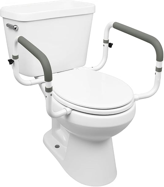Carex Toilet Safety Frame - Toilet Safety Rails With Adjustable Width - Toilet Rails For Elderly, Handicap, Home Health Care Equipment After Surgery, Supports 300lbs