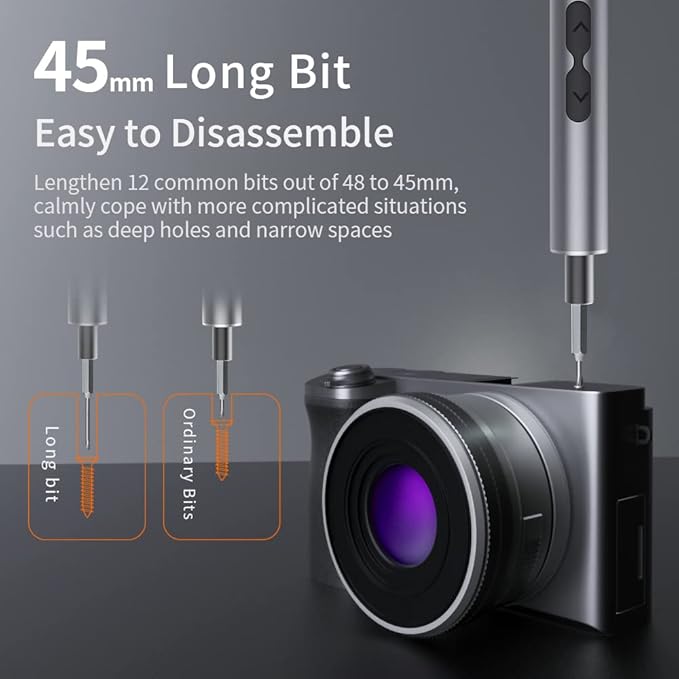 62 In 1 Mini Electric Precision Screwdriver Set, Automatic Screwdriver, Torque Of 0.35N Repair Tools,With 48 Magnetic Bits,Shadowless Lamp For Repair Phone,Laptop,Watch,Camera (62IN1)