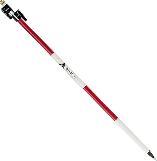 AdirPro Aluminum Prism Pole - Telescopic 12’ (3.7m) - Adjustable Tip – Quick Release Clamp - Metric Graduation - Strong & Lightweight GPS Pole - for Use with Prisms - Rover Rod - GNSS Instruments