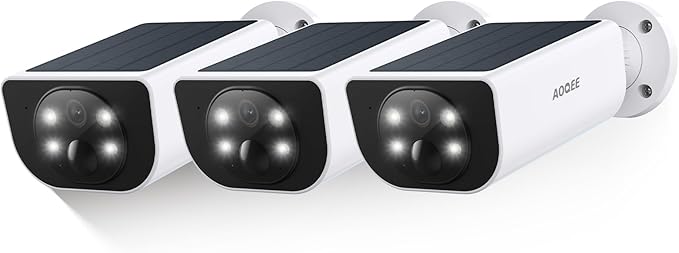 2K Solar Camera Outdoor Wireless-2.4Ghz WiFi Cameras for Home Security, Continuous Power, Color Night Vision, SD Card/Cloud Storage, Waterproof, Compatible with Alexa/Google Home S1 (3 Pack)