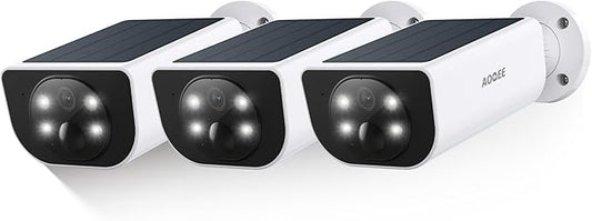 2K Solar Camera Outdoor Wireless-2.4Ghz WiFi Cameras for Home Security, Continuous Power, Color Night Vision, SD Card/Cloud Storage, Waterproof, Compatible with Alexa/Google Home S1 (3 Pack)