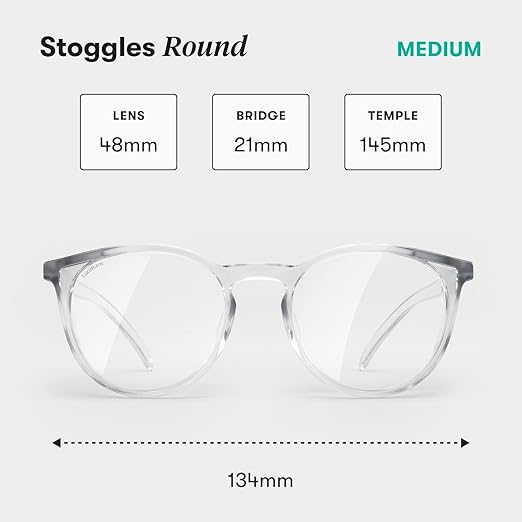 Stoggles Round Z87.1 Certified Polycarbonate Safety Glasses, Scratch & Shatter-Proof, Blue-Light & UV Blocking Lens, Top & Side Shields, Anti-Fog Dip Coated, Durable, Protective & Stylish Eyewear