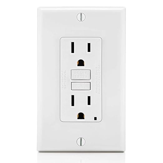 Leviton GFCI Outlet, 15 Amp, Self Test, Non Tamper-Resistant with LED Indicator Light, Protection from Electric Shock and Electrocution, GFNT1-W, White