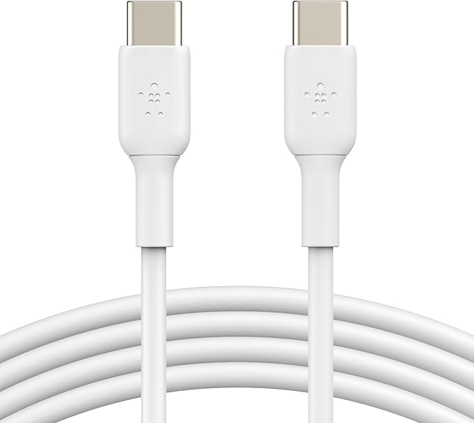Belkin USB-C to USB-C Fast Charging Cable (2M/6.6ft) for iPhone 16, iPhone 16 Pro, iPhone 16 Pro Max, Galaxy S25, S24, Note, Pixel, iPad Pro, Nintendo Switch 2, Carplay & More - White