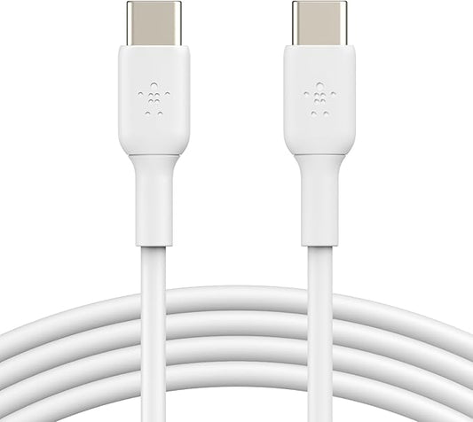 Belkin USB-C to USB-C Fast Charging Cable (2M/6.6ft) for iPhone 16, iPhone 16 Pro, iPhone 16 Pro Max, Galaxy S25, S24, Note, Pixel, iPad Pro, Nintendo Switch 2, Carplay & More - White