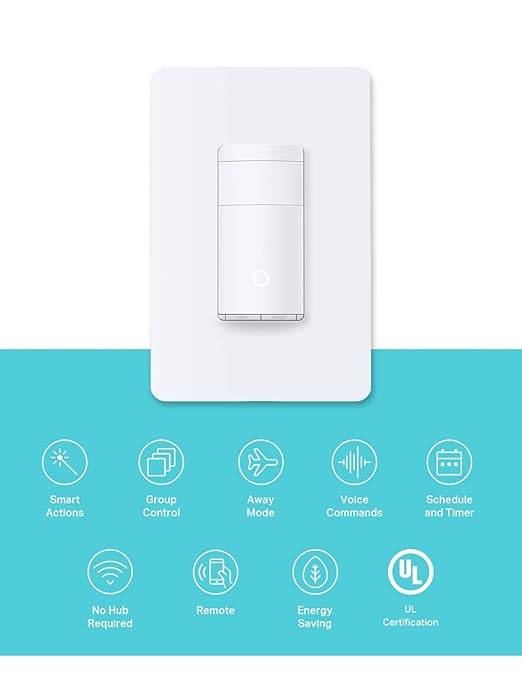 Kasa Smart WiFi Motion Sensor Switch, Single Pole, Needs Neutral Wire, 2.4GHz Wi-Fi Light Switch, Compatible with Alexa & Google Home, UL Certified, No Hub Required(KS200M),White,1-Pack