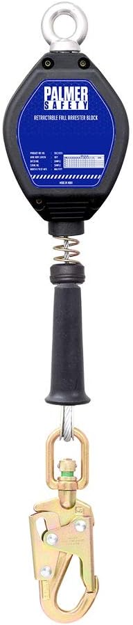 Palmer Safety SRD 10 FT. Self Retracting Lifeline I ANSI Z359.14-2021 Class 1 I SRL Device Swivel Top Galvanized Cable w/Small Steel Snap Hook I Fall Arrest Safety Yoyo