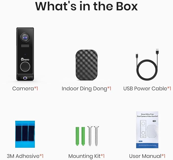 Doorbell Camera Wireless, 2K Dual Lens Video Doorbell with Chime, Outdoor Security Cemera with AI Smart Human Detection, 2-Way Audio,Voice Changer, Night Vision, Compatible with Alexa