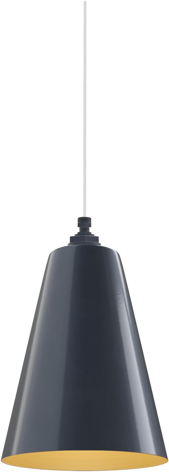 Steel Lighting Co. Laurel Pendant Light | Ceiling Mounted | 8.5 inch Cone Shade | Modern Contemporary Farmhouse Style Made in America | White Cloth Cord | Gray Blue Exterior/Brass Interior
