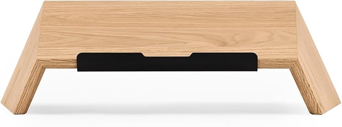 Oakywood Wooden Slanted Laptop Stand for Desk - Convenient Riser & Holder - Ergonomic Wood Stand 45x22x14cm - for 13-14" Laptops Oak