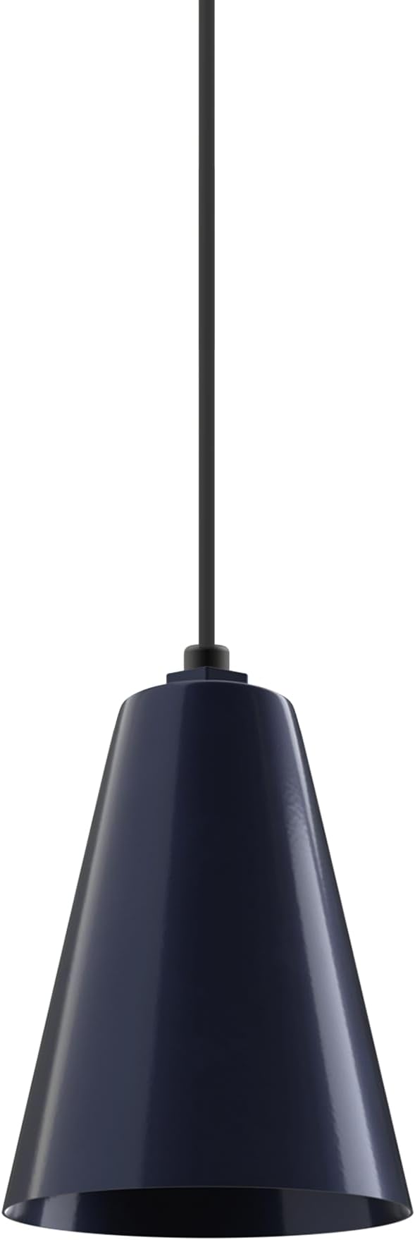 Steel Lighting Co. Laurel Pendant Light | Ceiling Mounted | 8.5 inch Cone Shade | Modern Contemporary Farmhouse Style Made in America | Black Cord | Navy Blue Exterior/Navy Blue Interior