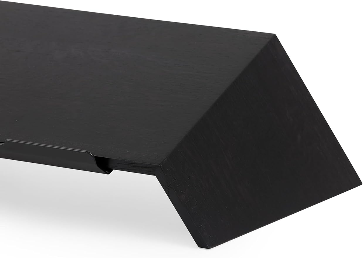 Oakywood Wooden Slanted Laptop Stand for Desk - Convenient Riser & Holder - Ergonomic Wood Stand - 45x22x14cm - for 13-14" Laptops Black