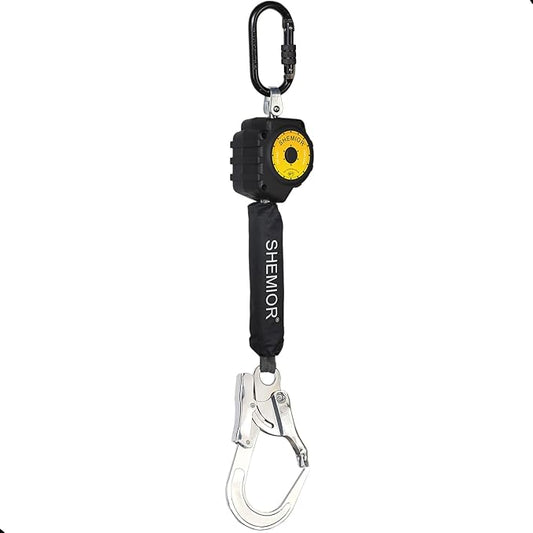 6FT Self Retracting Lifeline, Swivel Top Lightweight Housing Shemior Web SRL ANSI Self Retractable Safety Lanyard, Fall Arrest Protection Gear for Roofing Construction, Rebar Hook