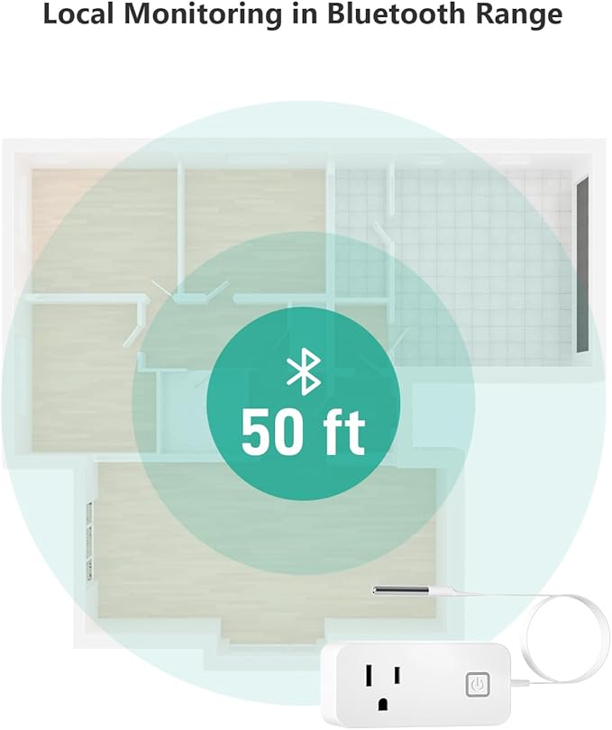 Temperature Controller Reptile Thermostat Outlet, Bluetooth Temp Control Plug with Alarm for Terrarium Heat Mat Heating Pad, Greenhouse, Homebrew Fermenter, 100~240V 10A 1100W