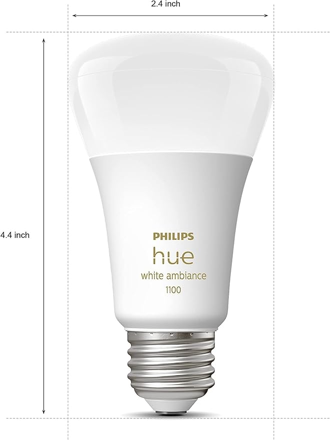 Philips Hue A19 LED Smart Light Bulbs - Flicker-Free 75w Light Bulbs - Control with Hue App - Compatible with Alexa, Google Assistant, and Apple HomeKit - E26 Base - 2 Pack