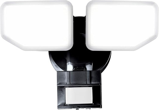 30W LED Security Lights Motion Sensor Light Outdoor, 180 Degree, 2600 LM, 5100 K, ETL Water Resistant, 2 Head Motion Detector Flood Light for Garage, Yard, Porch (Black)