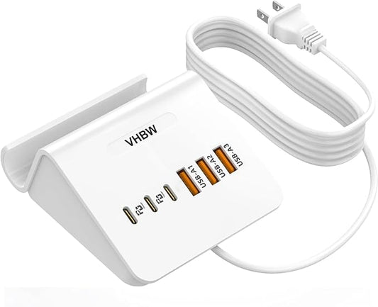 VHBW USB C Charger Block,6 Port 3A and 3C Multiple USB Charging Station,35W Fast USB C Charging Plug for iPhone 15/15pro/14/13/12,Samsung Galaxy S23/S22/S21,etc(6USB-3A3C-White)