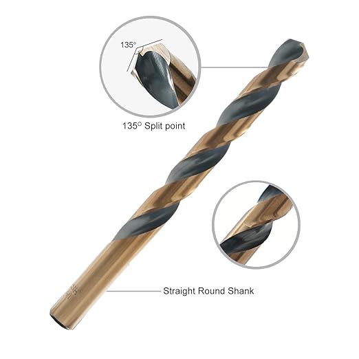 29Pcs Cobalt Drill Bit Set, 135 Degree Tip High Speed Steel with Black and Gold Finish, Stainless Steel, Plastic and Wood with Metal Indexed Storage Case 1/16"-1/2"