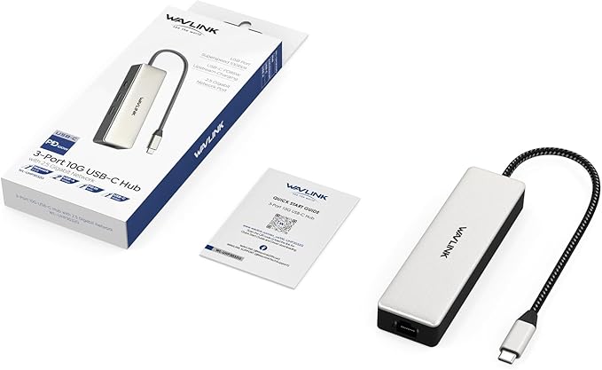 WAVLINK USB C to 2.5 Gbps Ethernet Adapter with 85W PD Charging, Aluminum Portable 10Gbps USB C Hub for Laptop, MacBook Pro/Air, iPad, XPS