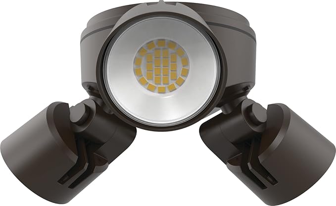 Lithonia Lighting HomeGuard 3-Light LED Outdoor Flood Lights, Outdoor LED Lights, Dusk to Dawn Sensor, Adjustable Lumens, Selectable Color, Round Heads, Dark Bronze (HGX LED 3RH ALO SWW2 120 PE DDB)